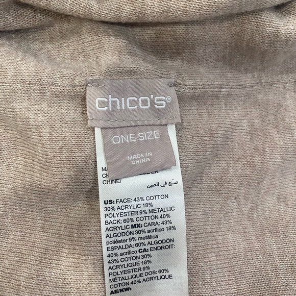 Chico’s Gold & Cream Sparkly Scarf Wrap - Picture 2 of 3